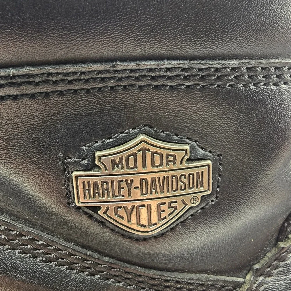 Harley Davidson Mens Black Leather Flame Boots Lace Up Biker 94096 Size 12